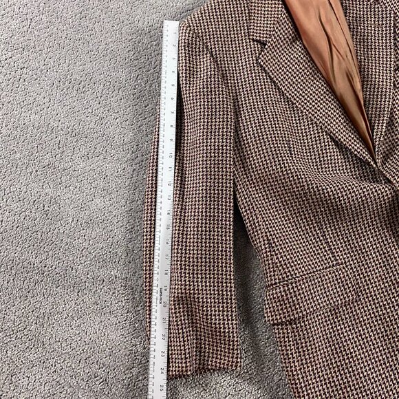 Ermenegildo Zegna Soft Wool Mohair Houndstooth Blazer Men's 44 Red Brown Blue - Picture 13 of 16